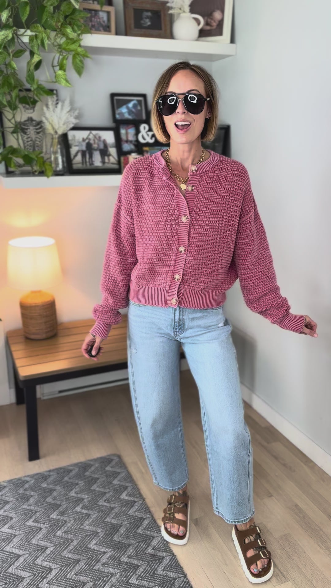 Season Mineral Washed Cardigan- PALE MAUVE
