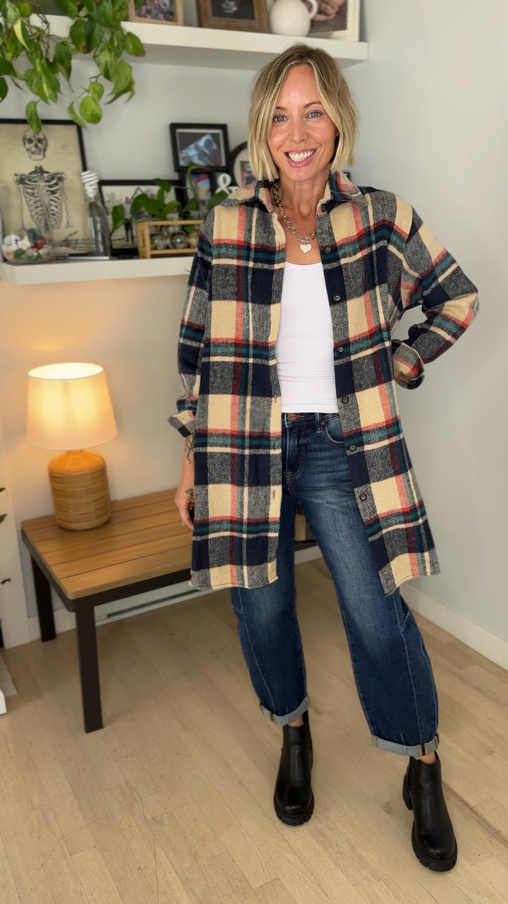 Renfrew Plaid Shacket- NAVY/TAUPE *PRE-ORDER SEPT 25