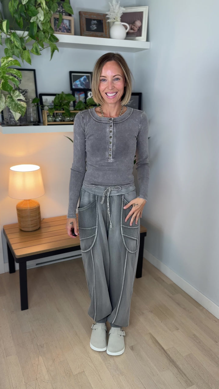 Monaco Washed Terry Pant- ASH
