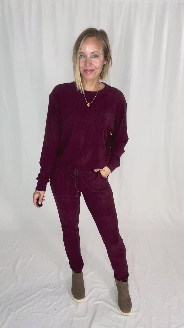 MICHELLE MAE Corrine Joggers- BURGUNDY-FINAL SALE