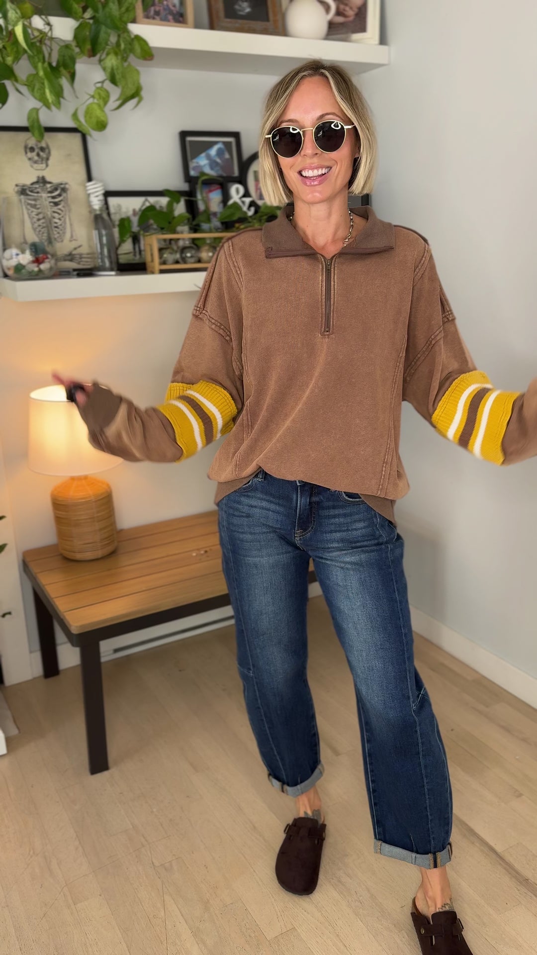Laurel Mist Mineral Washed Pullover- MOCHA-FINAL SALE