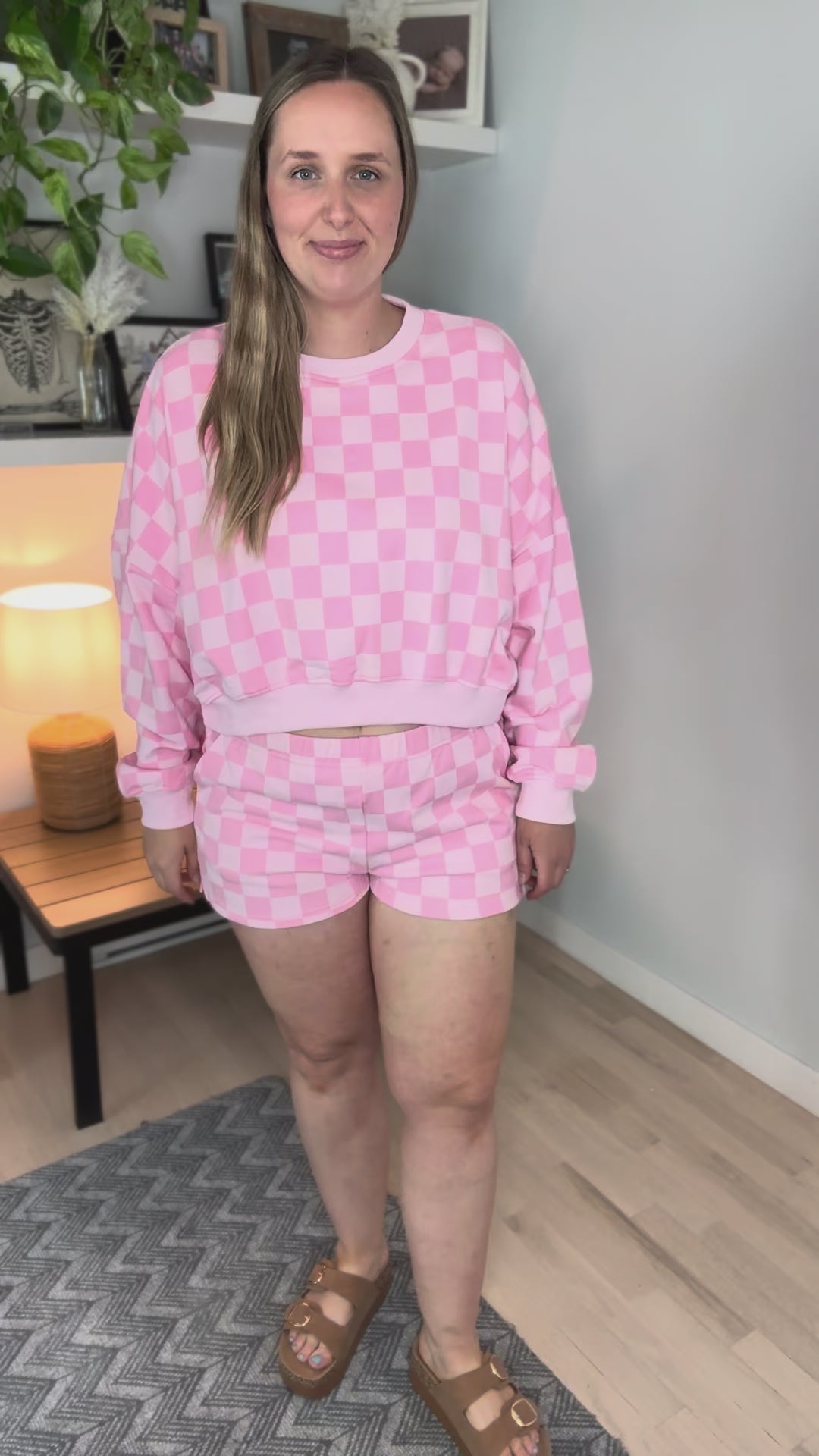 Bianca Checkered Shorts Set- PINK