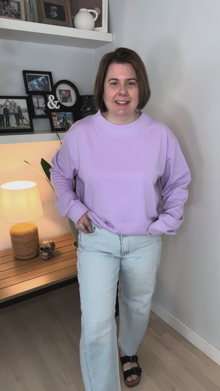 Lenny Mock Neck Pullover- LAVENDER