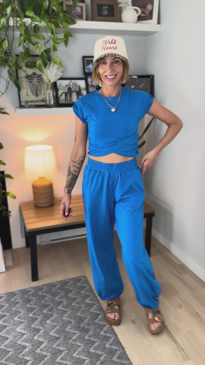 Mari Stretch Cotton Crossover Set- OCEAN BLUE