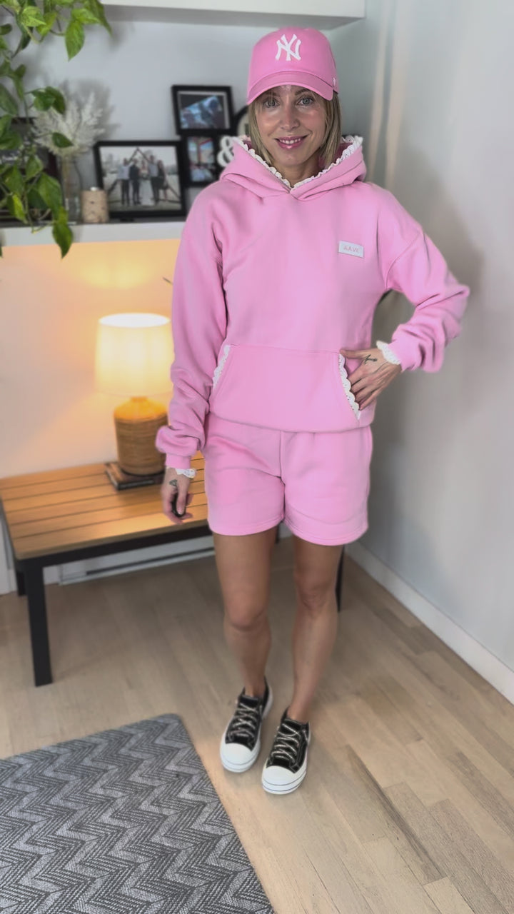 AMPERSAND AVE Comfort Zone Shorts- BUBBLEGUM LACE-FINAL SALE
