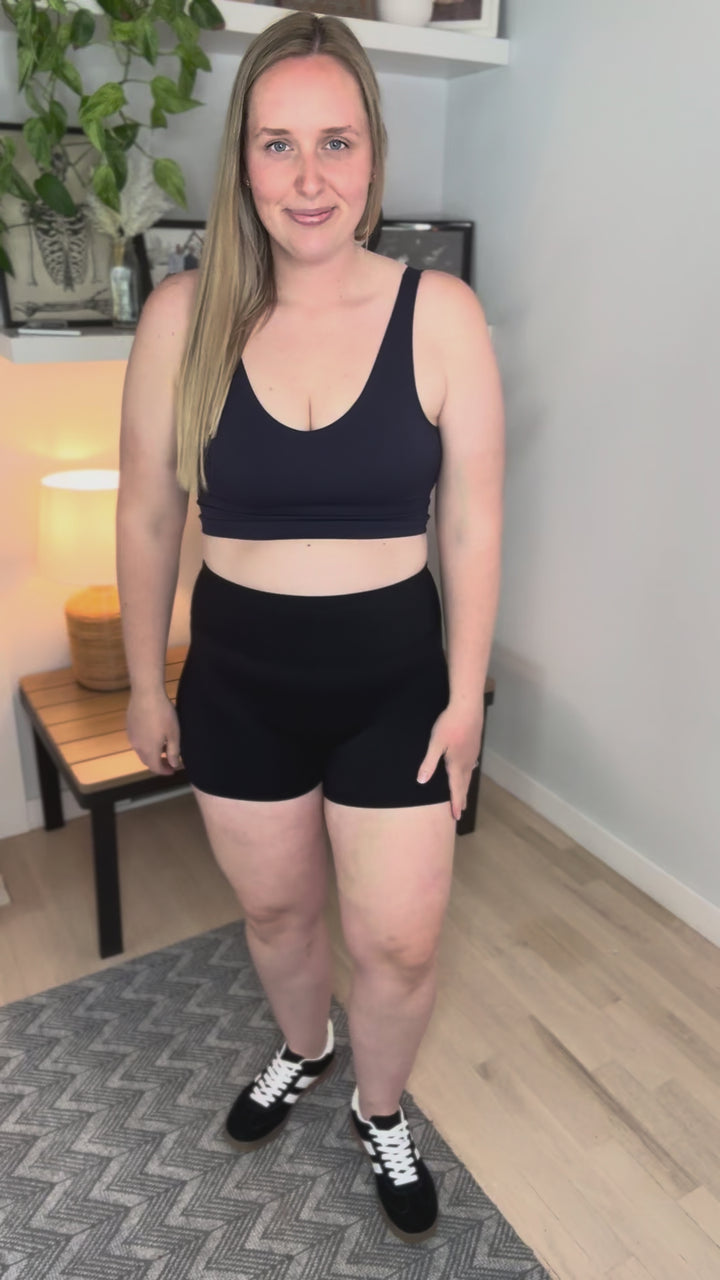 June Align Performance Crop Tank & Biker Shorts- BLACK