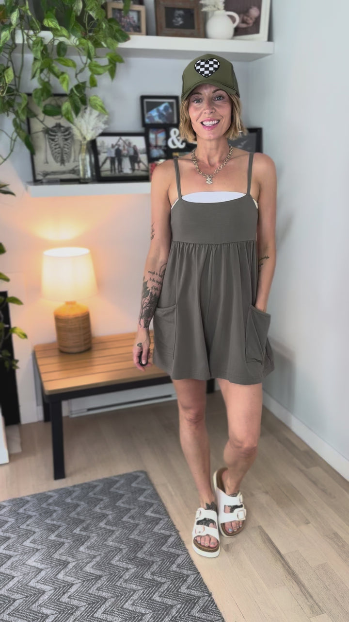 Kaylani Romper- SMOKY OLIVE