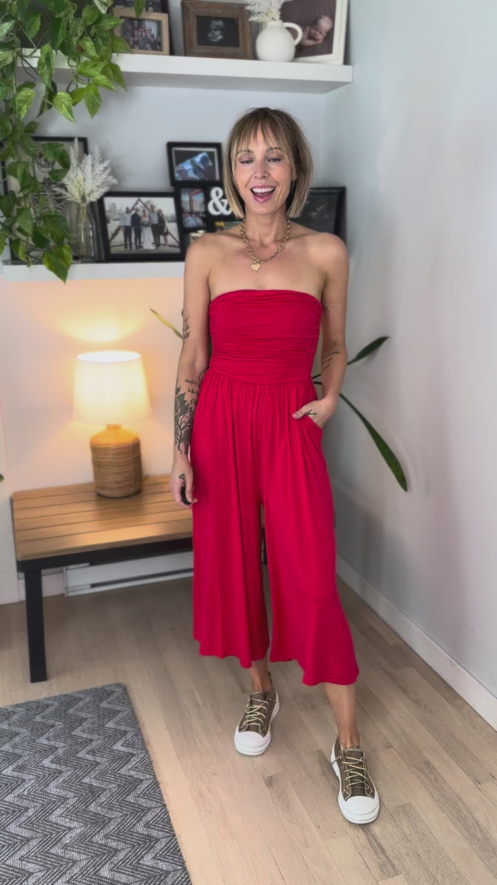 Olivia Strapless Jumpsuit- RUBY-FINAL SALE
