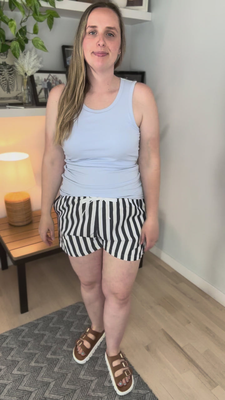 Mono B Kim Micro-Ribbed Built In Bra Tank Top- HALOGEN BLUE