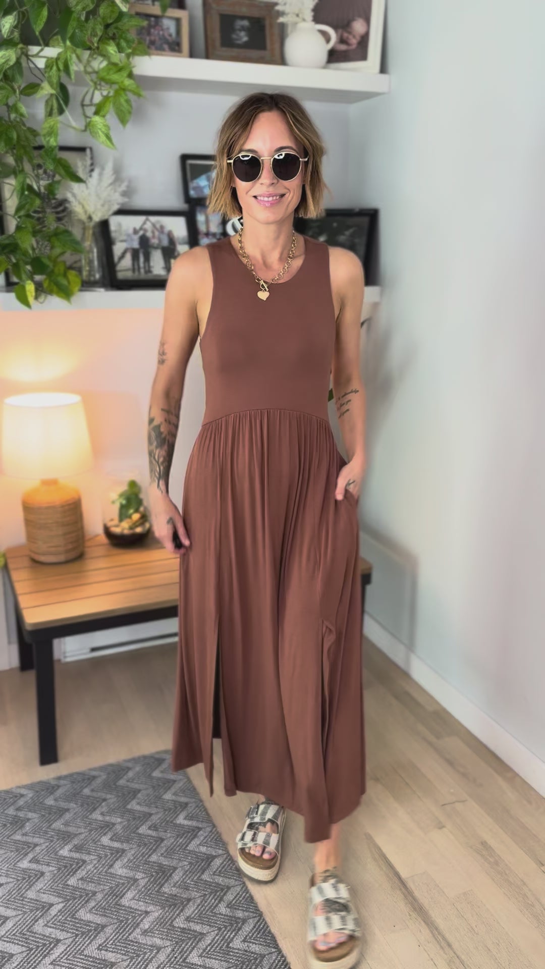 Beverly Side Slit Midi Dress- NUTSHELL