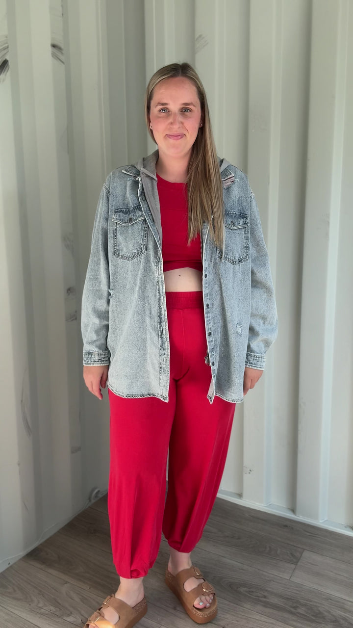 Girlfriend Hoodie Jean Jacket- ACID WASH