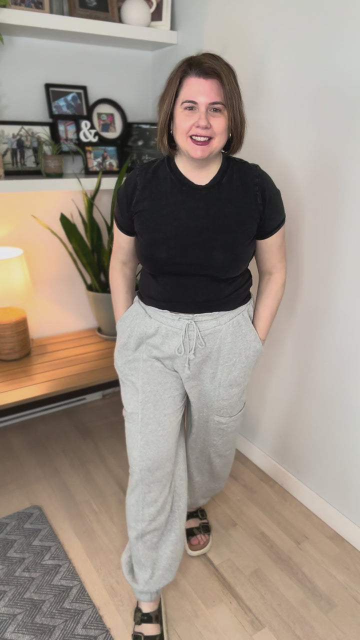 Claudine Barrel Jogger- HTHR GREY-FINAL SALE *L*