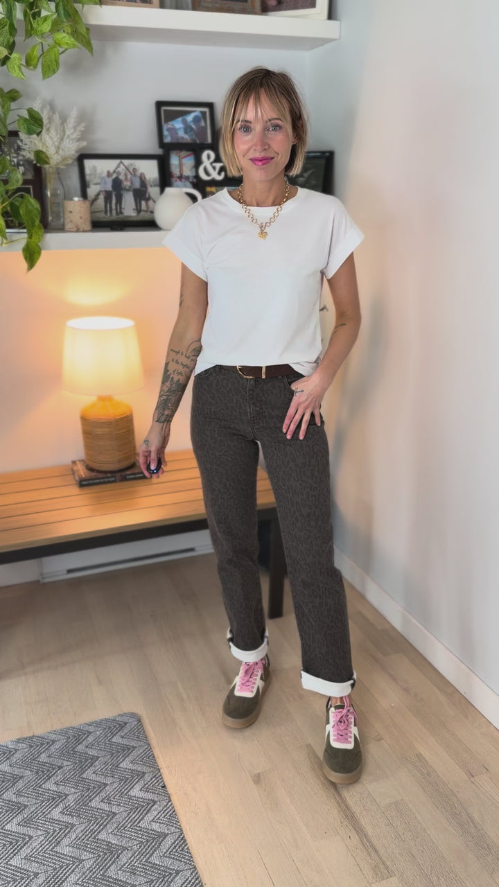 Hidden Madelyn Straight Leg Jeans- BROWN CHEETAH-FINAL SALE *24,26,31*
