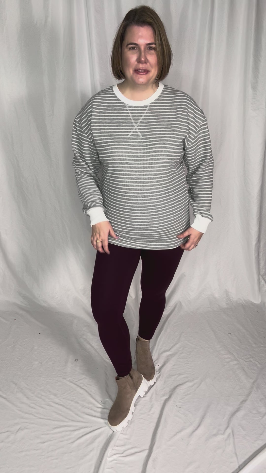 MICHELLE MAE Lola Thermal Long Sleeve- GREY