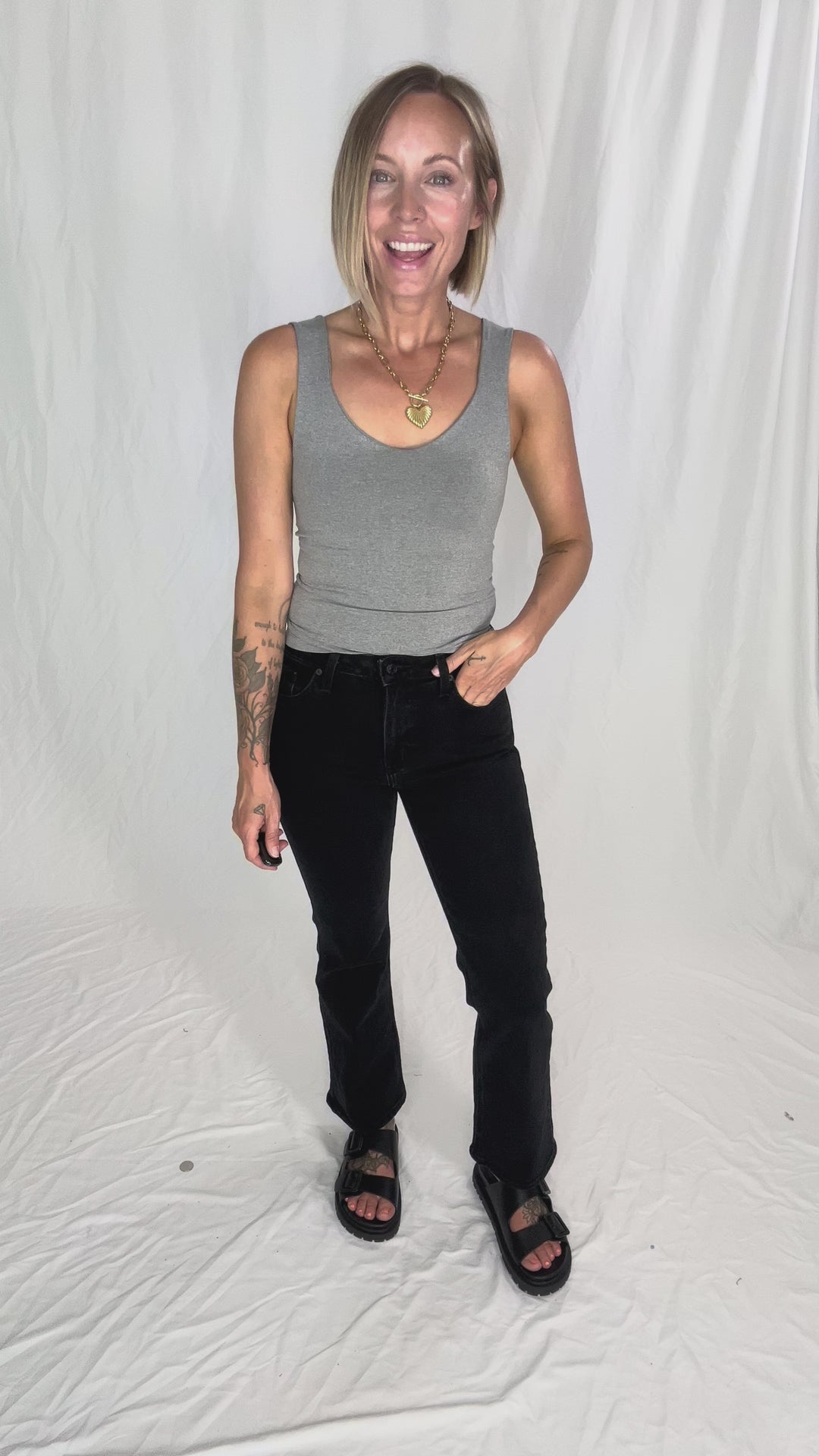 JUST BLACK DENIM Arina Slim Cropped Bootcut Jeans- BLACK-FINAL SALE *24*