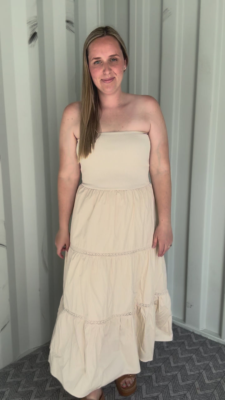 Coconut Cove Strapless Dress- NATURAL-FINAL SALE
