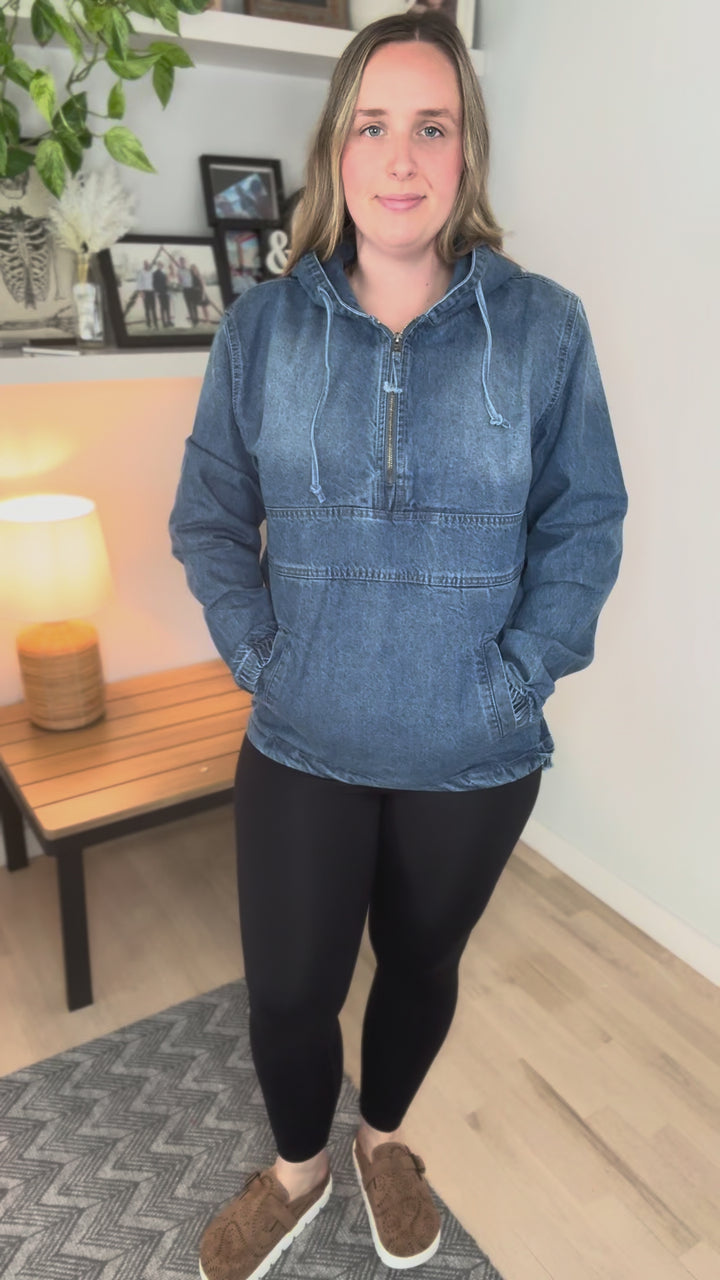 Bex Denim Hoodie Jacket- MEDIUM WASH