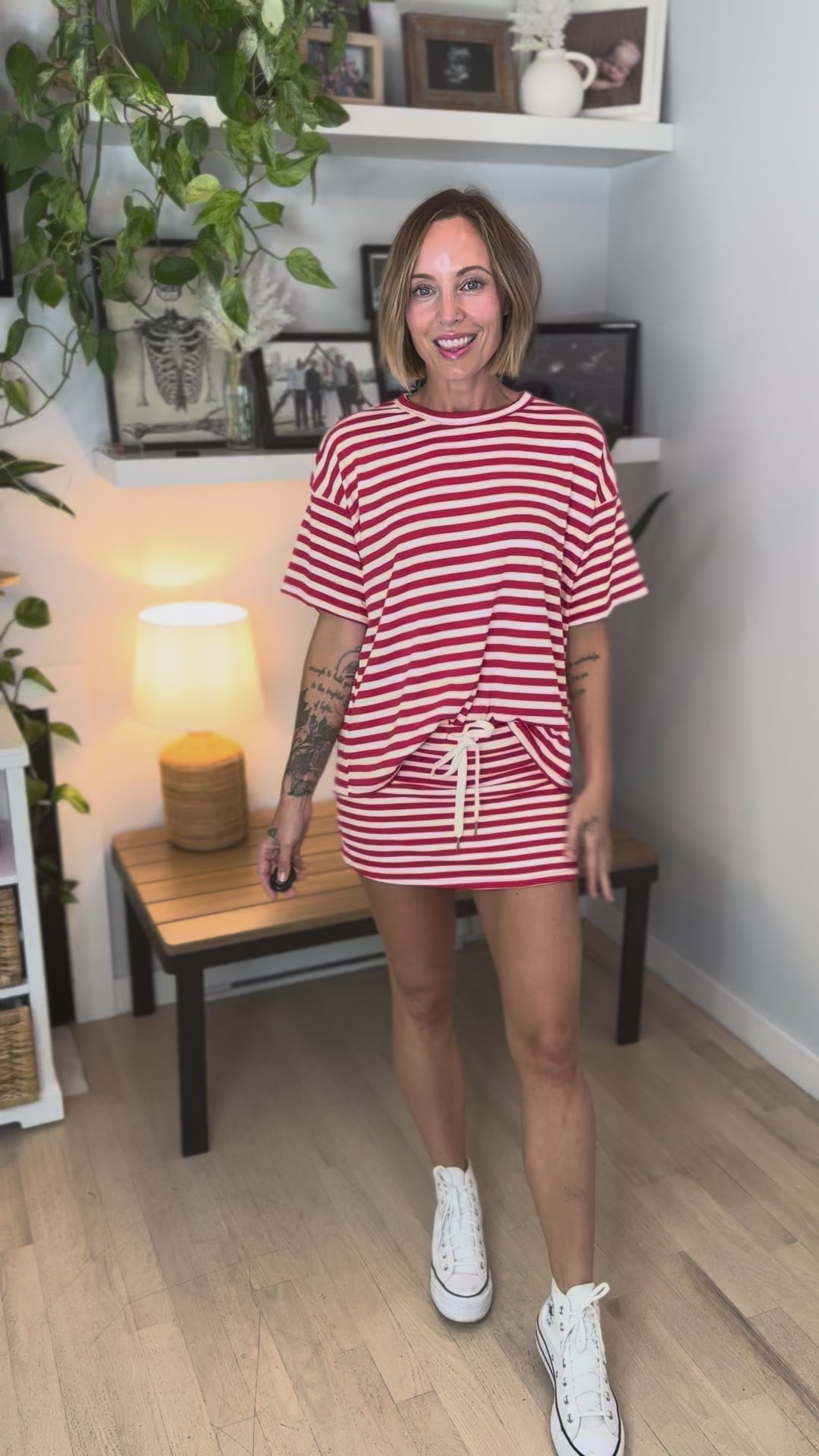 Mango Striped Skort Set- RED/WHITE-FINAL SALE