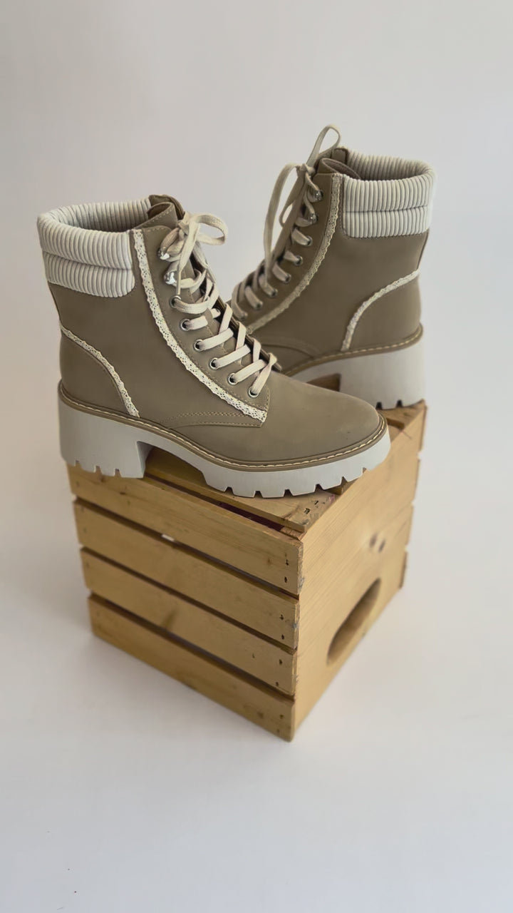 Nakoma Lug Heel Boot- LIGHT TAUPE-FINAL SALE