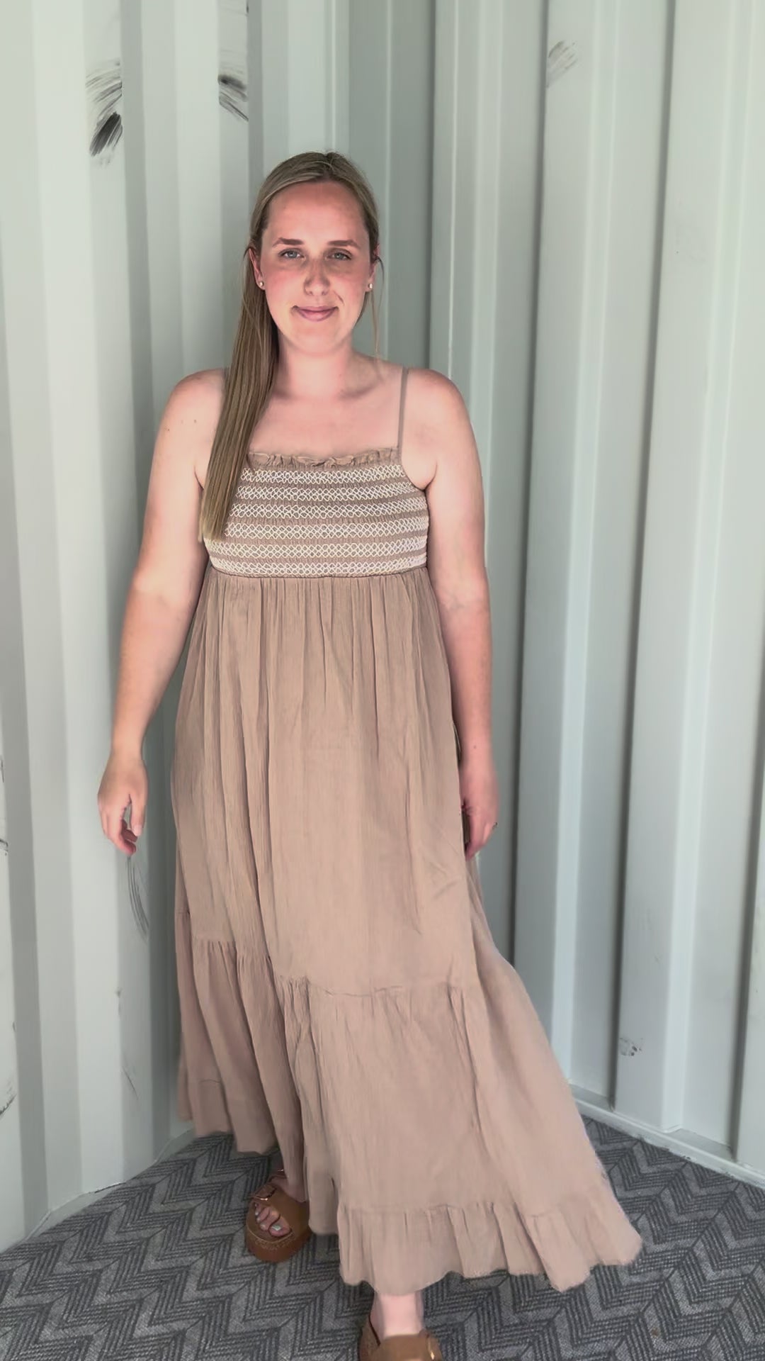 Marbelle Smocked Maxi Dress- BEACH SAND