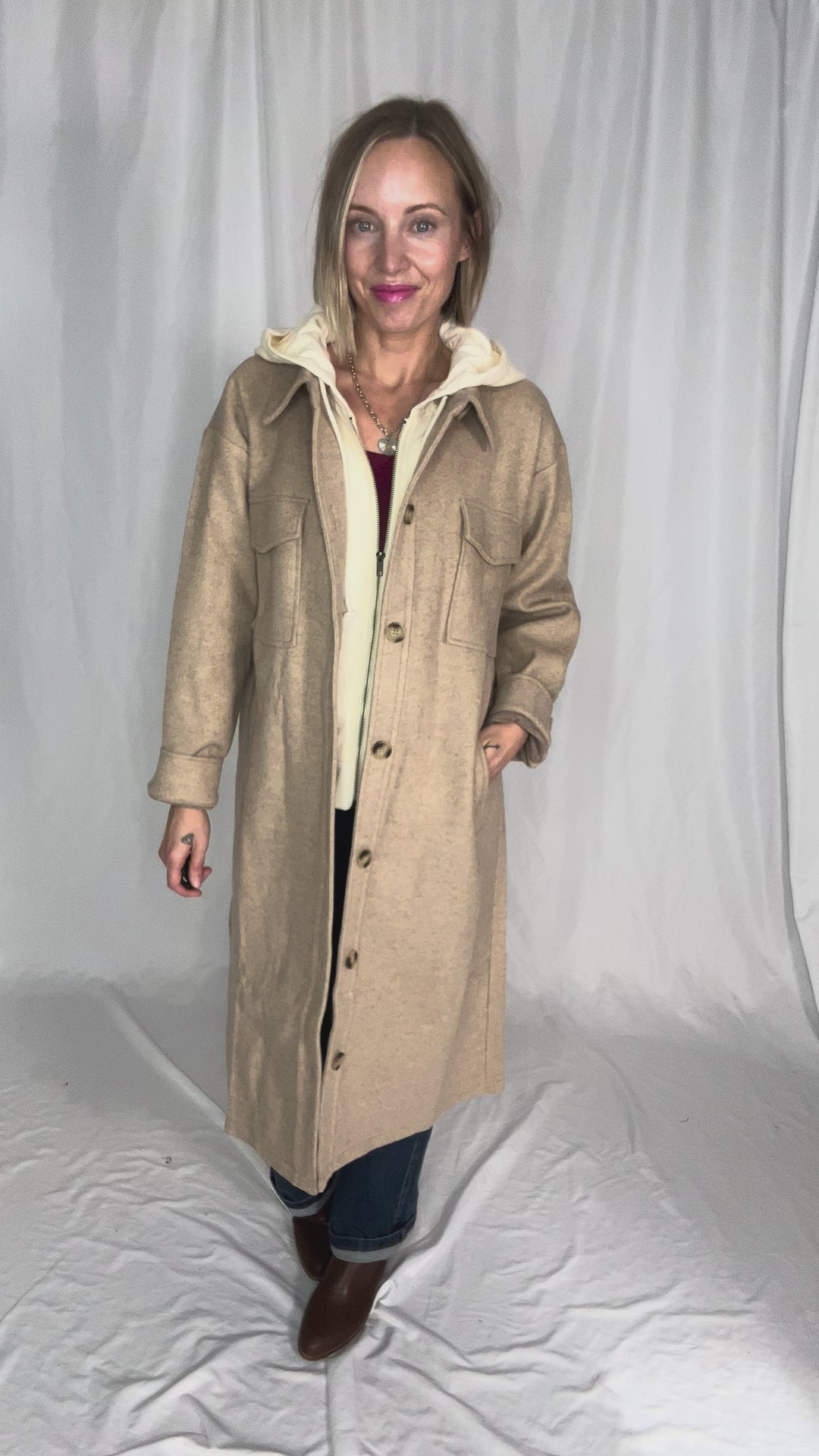 Evergreen Twofer Hoodie Jacket- LATTE-FINAL SALE *L*