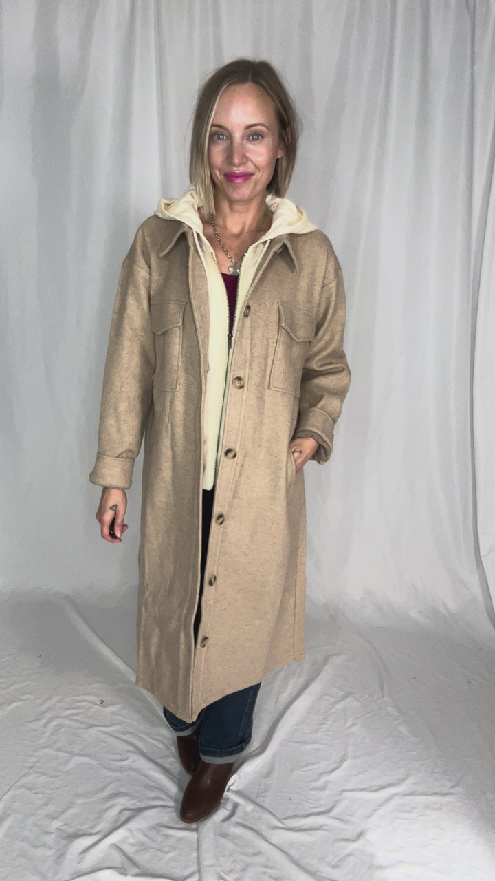 Evergreen Twofer Hoodie Jacket- LATTE-FINAL SALE *L*