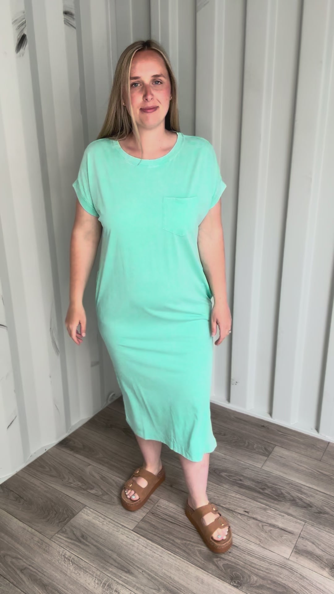 Northstar Washed Cotton Midi Dress- MINT-FINAL SALE
