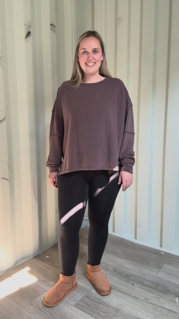 Mono B Jacey Classic Cotton Pullover- COFFEE-FINAL SALE