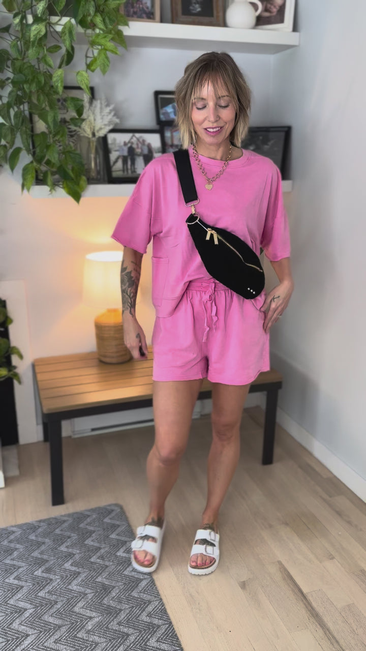 Annastacia Top and Shorts Set- PINK-FINAL SALE