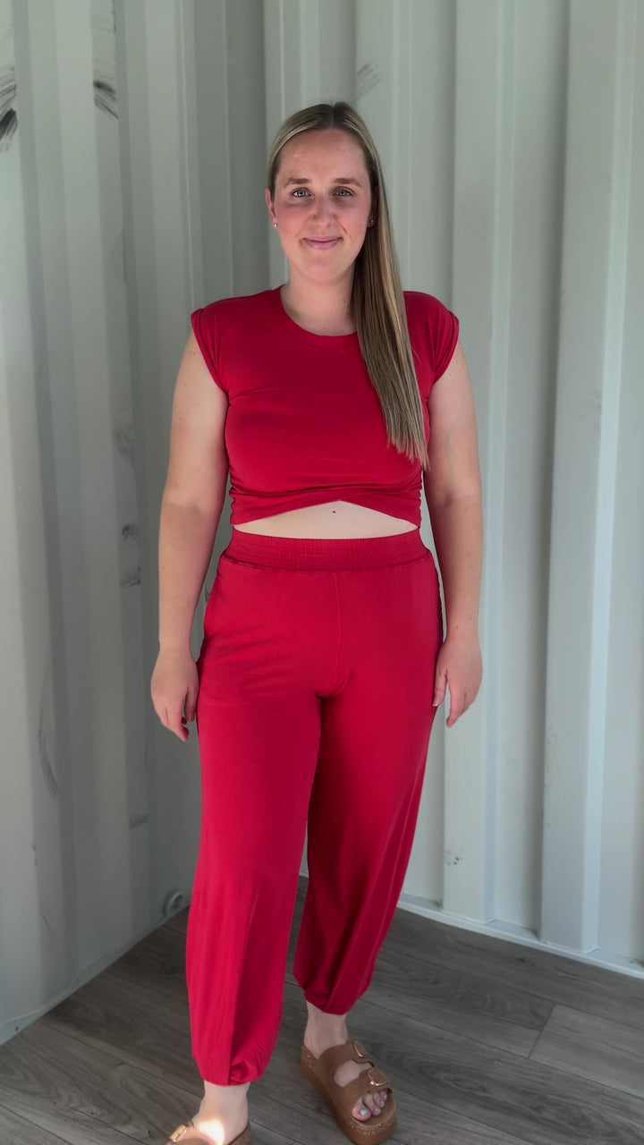 MONO B Jodie Pima Cotton Set- SMITTEN CHERRY