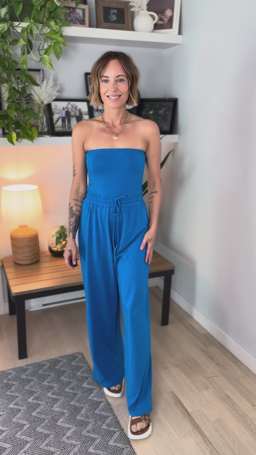 Margot Strapless Jumpsuit- OCEAN BLUE