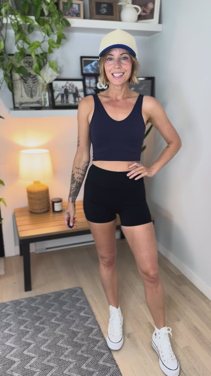 June Align Performance Crop Tank & Biker Shorts- BLACK